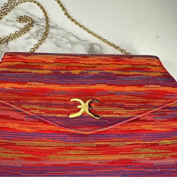 J.Renee Sunset Red Multicolor Printed Retro Crossbody Purse Gold Hardware in Box - Picture 2 of 10